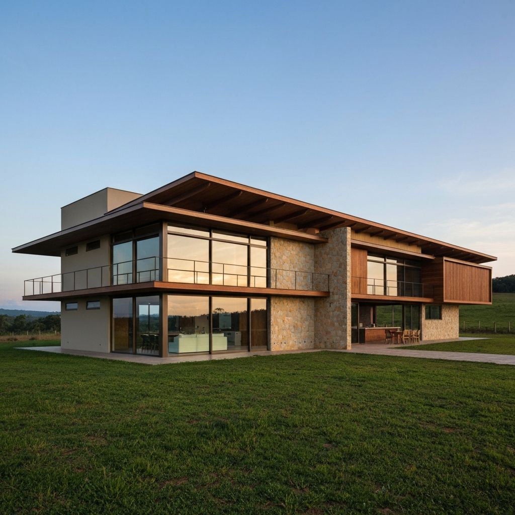 Casa de campo de dois andares moderna brasileira