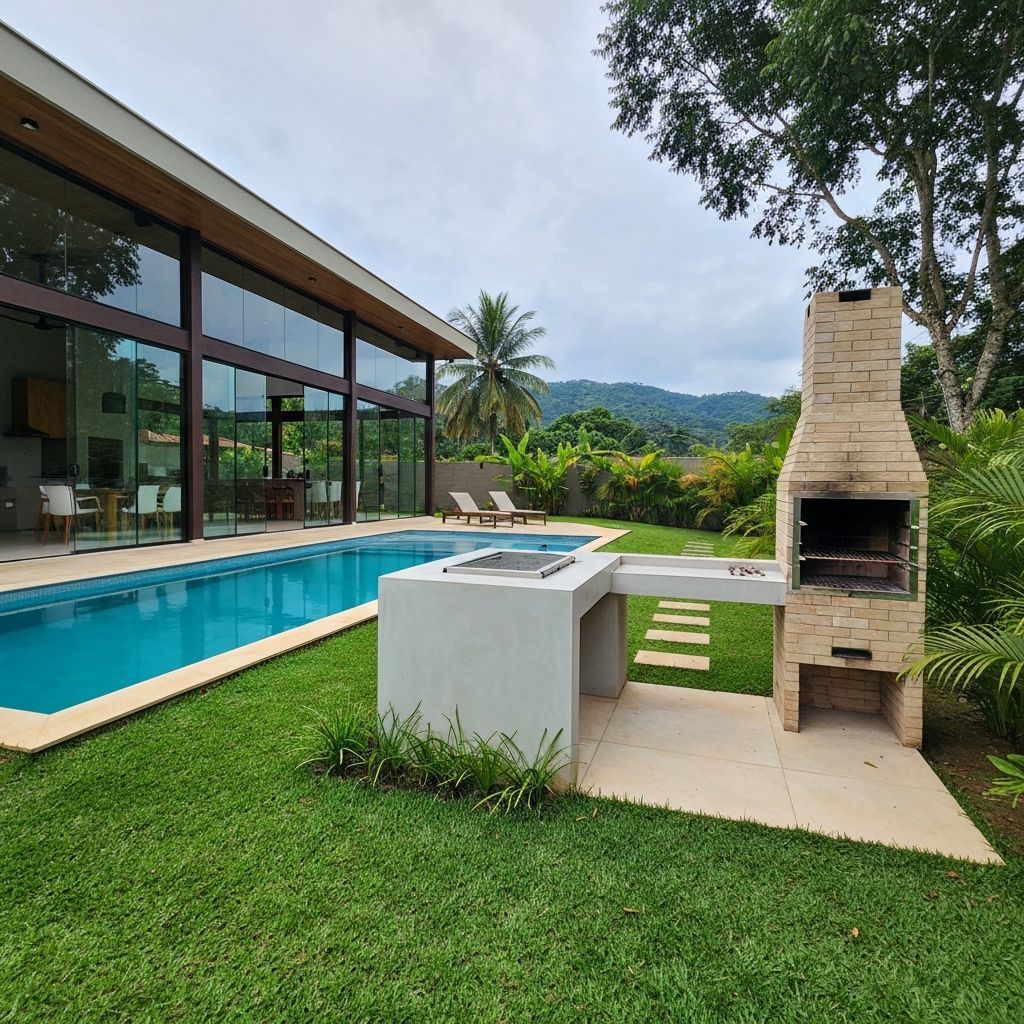 Chácara brasileira moderna com piscina e churrasqueira