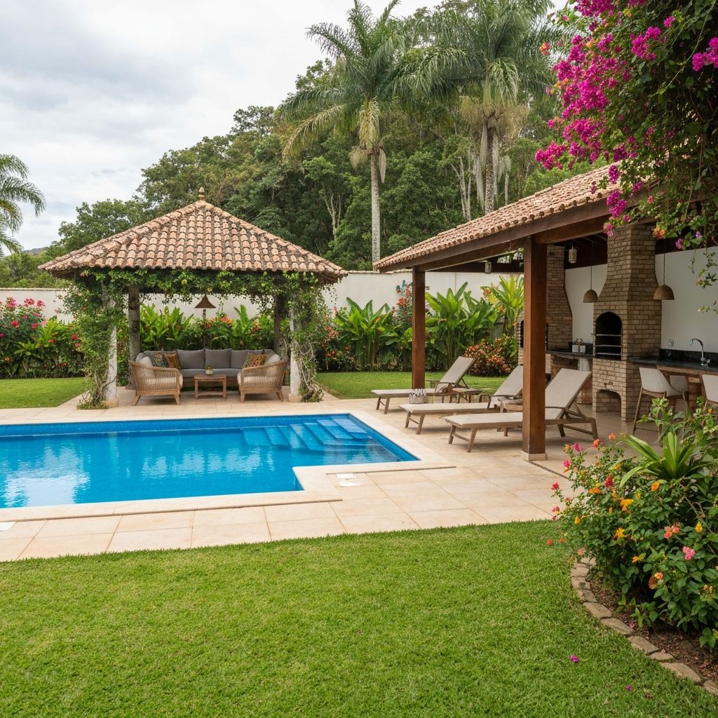 Chácara brasileira com piscina e área gourmet