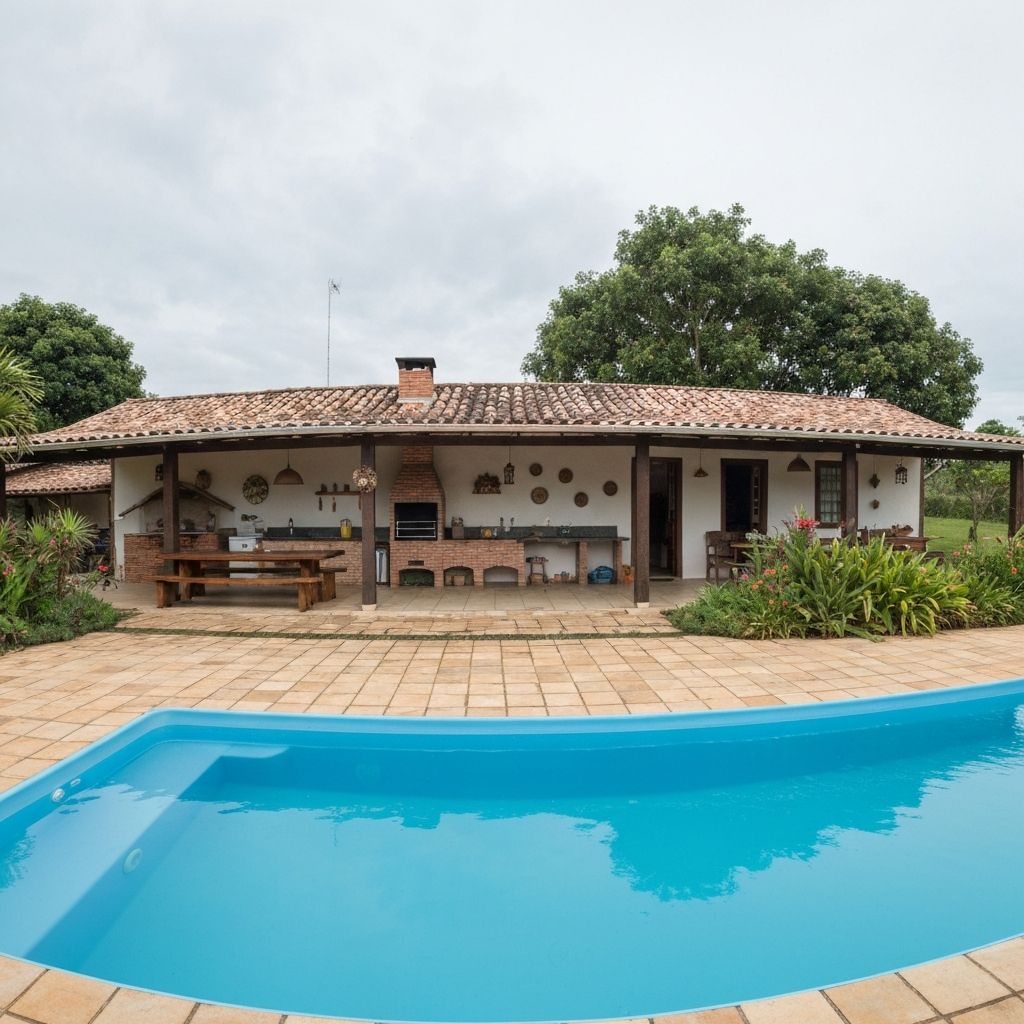 Chácara brasileira com área gourmet e piscina