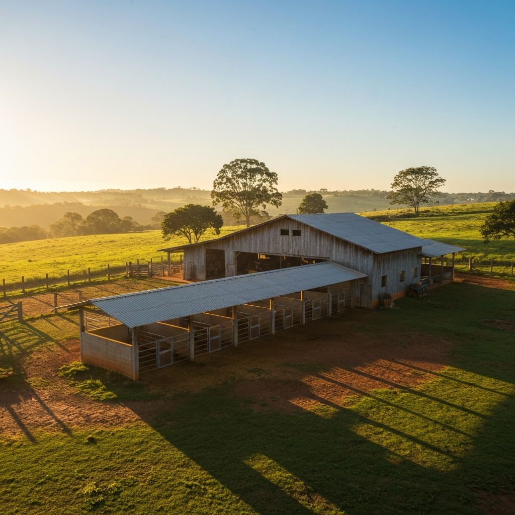 Chácara brasileira com galpão e área para animais