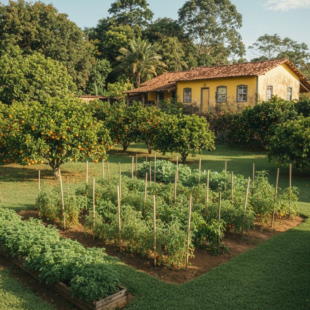 Chácara brasileira com horta e pomar